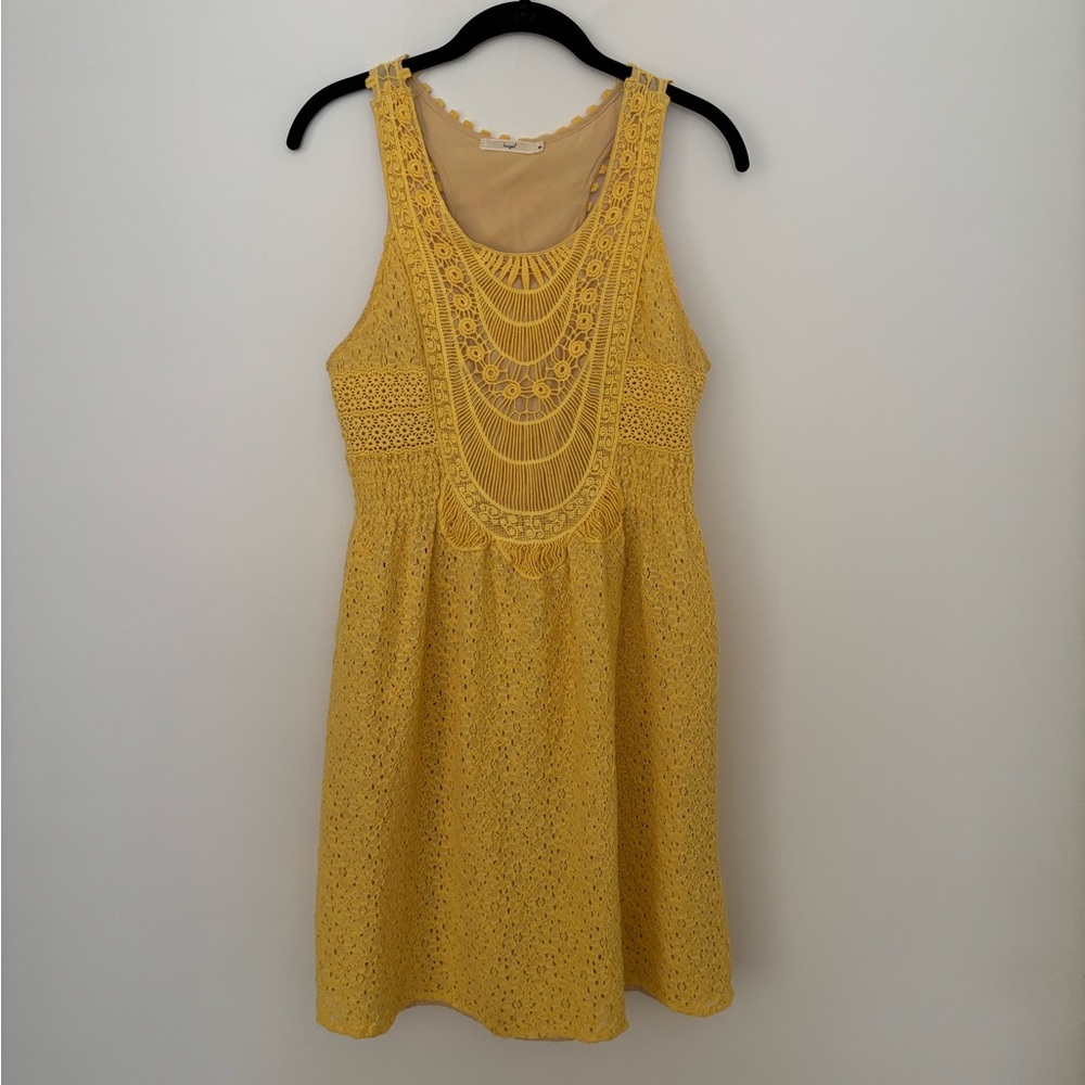 hazel Yellow Crochet Lace Sleeveless Dress